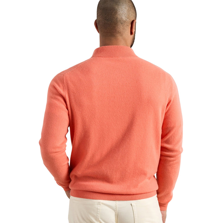 Crown Anniversary Cashmere Quarter Zip Sweater, Coral