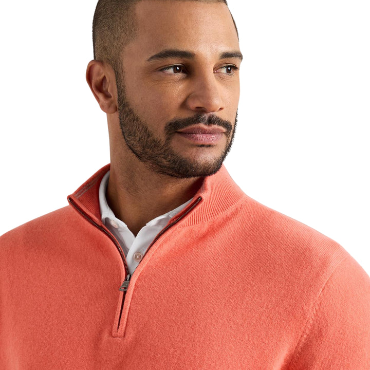 Crown Anniversary Cashmere Quarter Zip Sweater, Coral