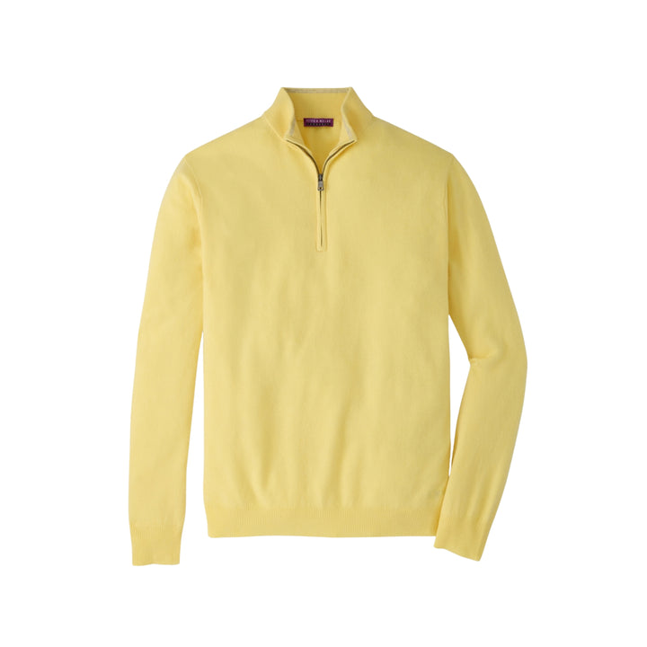 Crown Anniversary Cashmere Quarter Zip Sweater in Maize