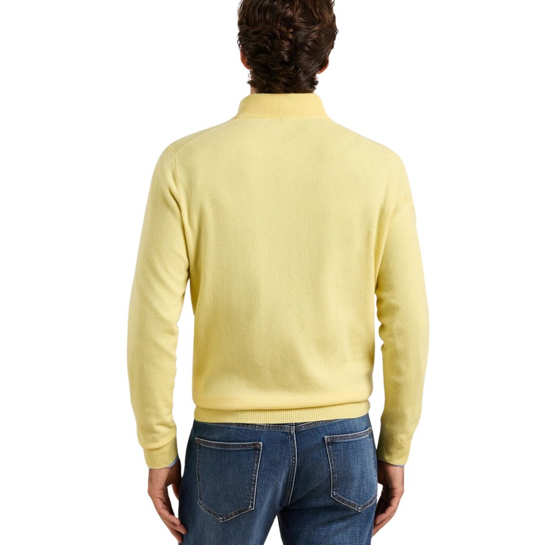 Crown Anniversary Cashmere Quarter Zip Sweater in Maize