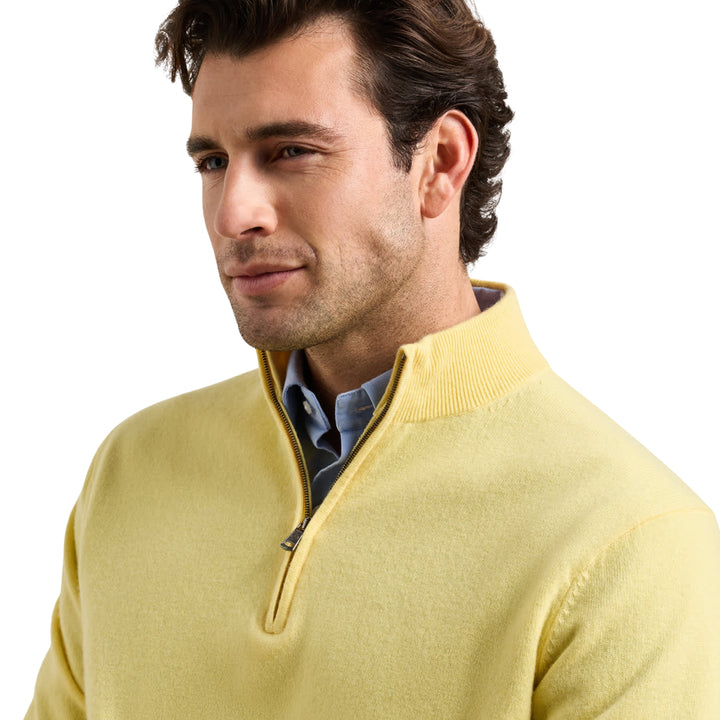 Crown Anniversary Cashmere Quarter Zip Sweater in Maize