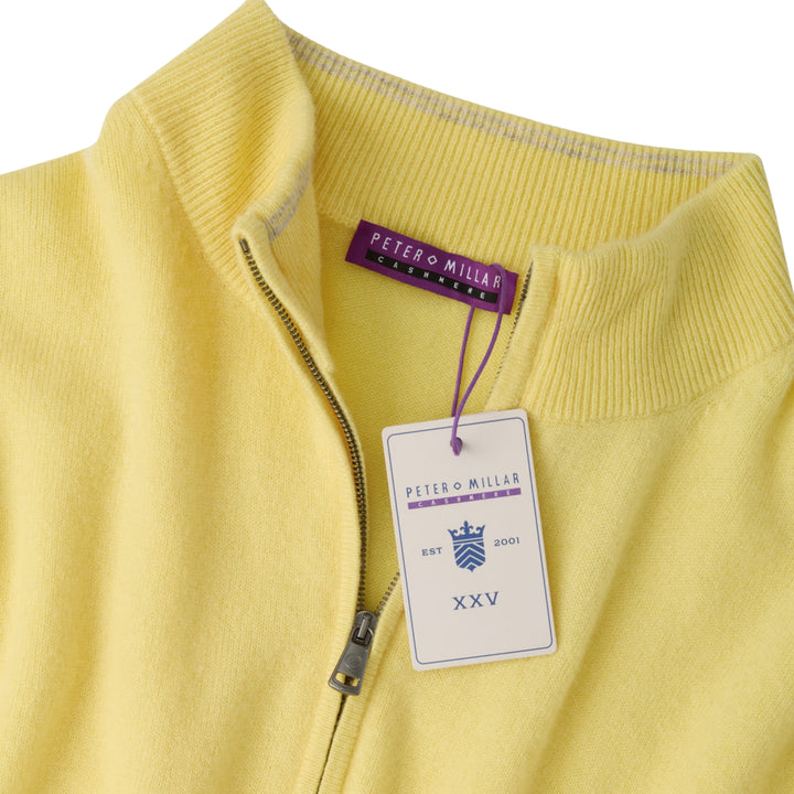 Crown Anniversary Cashmere Quarter Zip Sweater in Maize