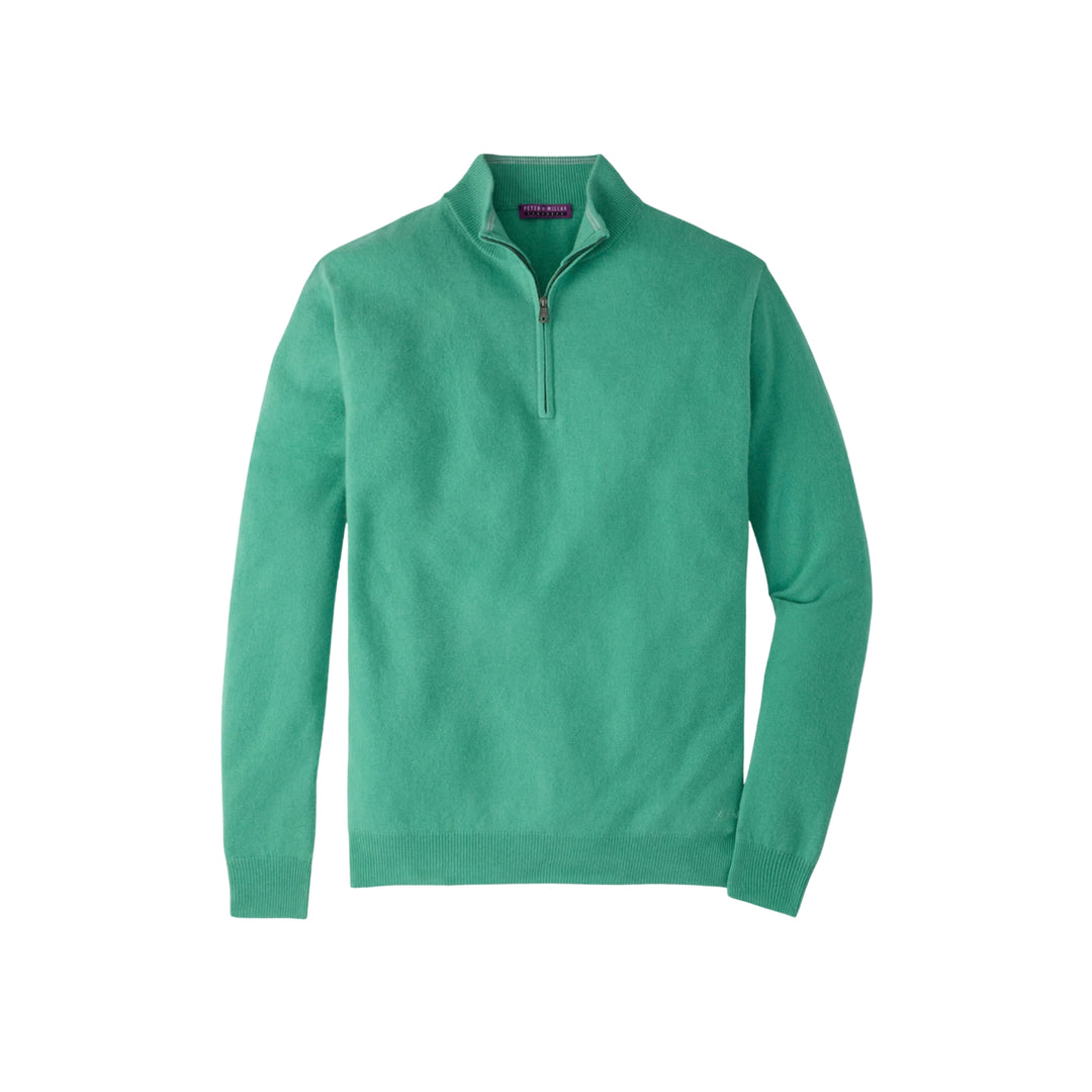 Crown Anniversary Cashmere Quarter Zip Sweater in Mint