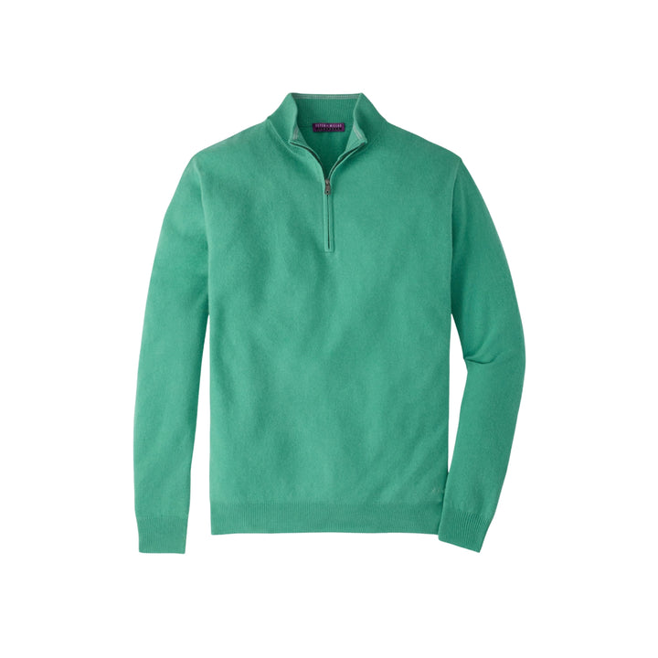 Crown Anniversary Cashmere Quarter Zip Sweater in Mint