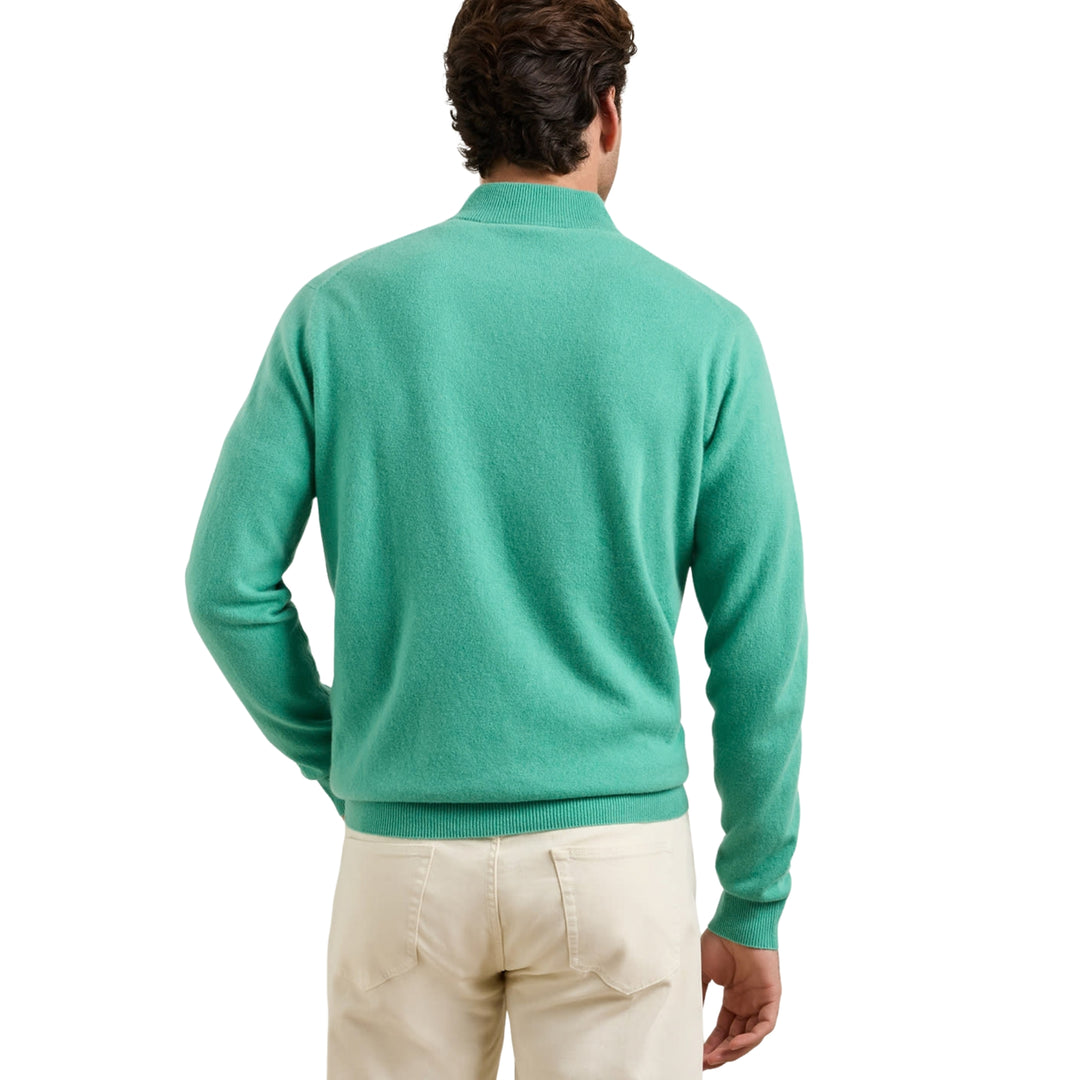 Crown Anniversary Cashmere Quarter Zip Sweater in Mint