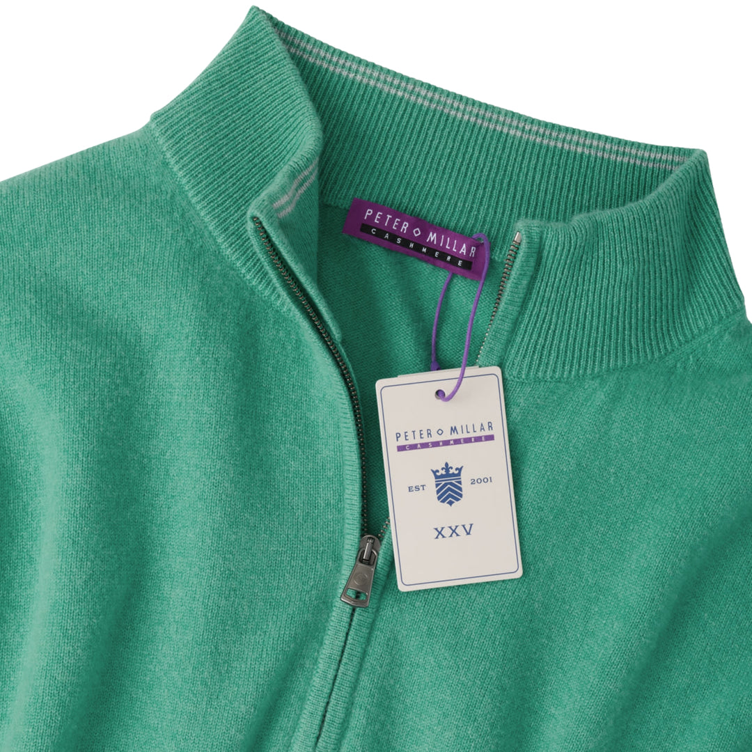 Crown Anniversary Cashmere Quarter Zip Sweater in Mint