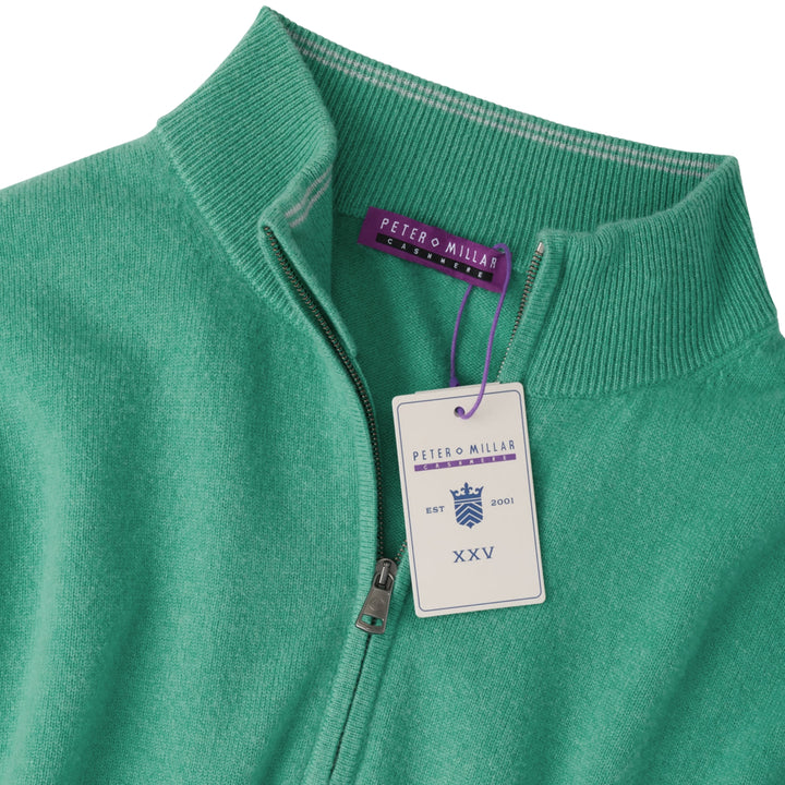 Crown Anniversary Cashmere Quarter Zip Sweater in Mint