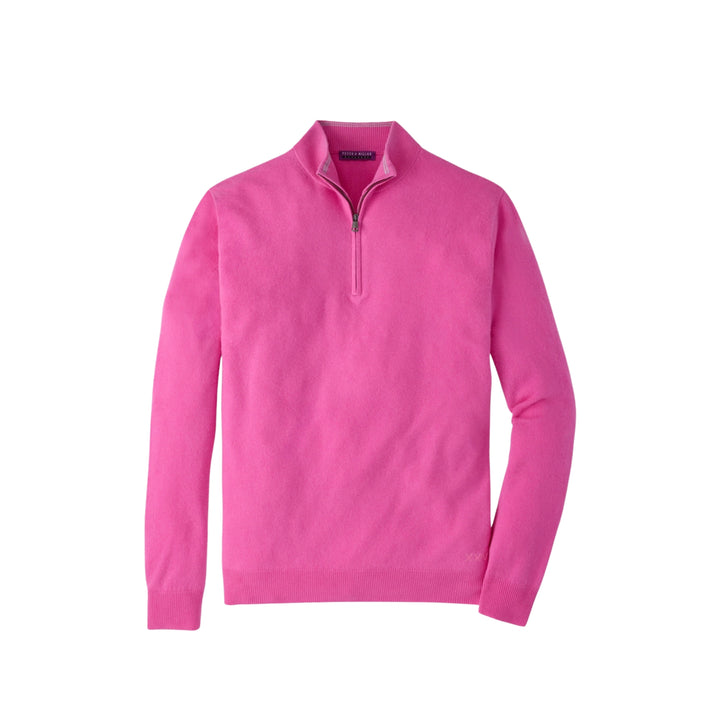 Crown Anniversary Cashmere Quarter Zip Sweater in Fuchsia