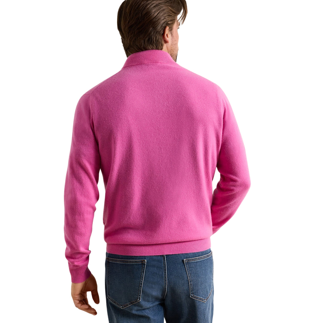 Crown Anniversary Cashmere Quarter Zip Sweater in Fuchsia