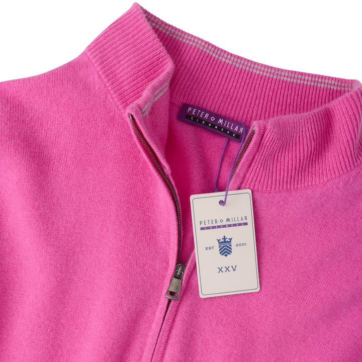 Crown Anniversary Cashmere Quarter Zip Sweater in Fuchsia
