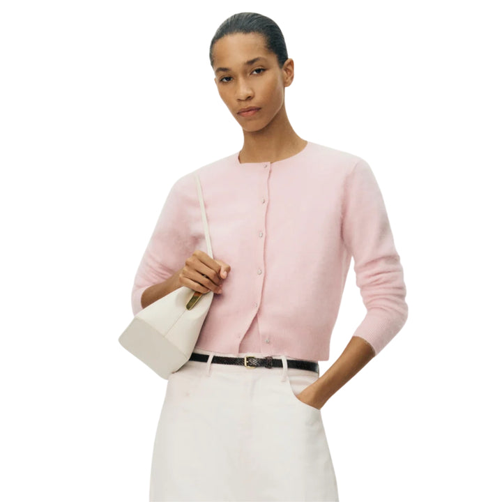 Cruz Cardigan Knit in Brushed Cashmere in Pink