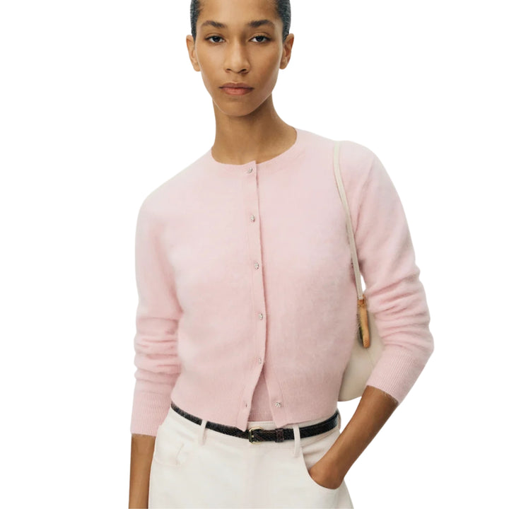 Cruz Cardigan Knit in Brushed Cashmere in Pink