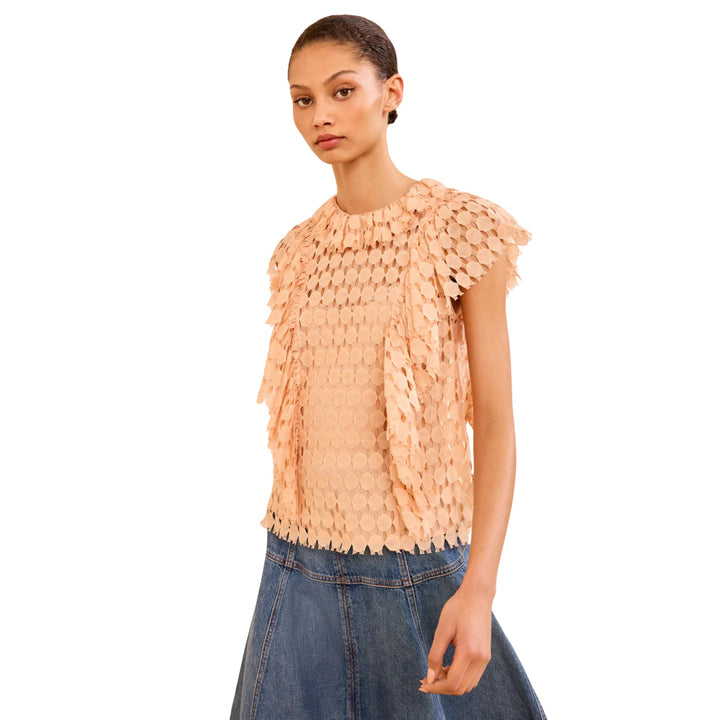 Daevy Lace Sleeveless Top in Blush