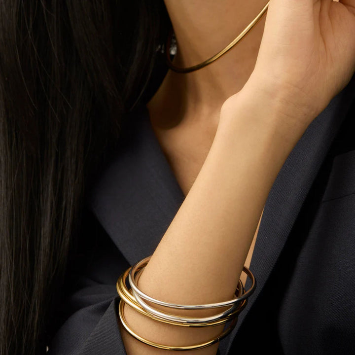 Dane Bangle Set Medium - 5pk - Gold/Silver