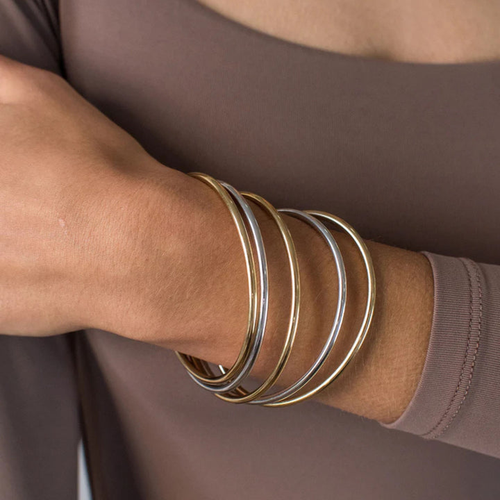 Dane Bangle Set Medium - 5pk - Gold/Silver