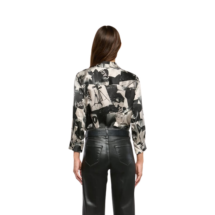 Dani Silk Blouse in Tan and Black L'AGENCE Magazine