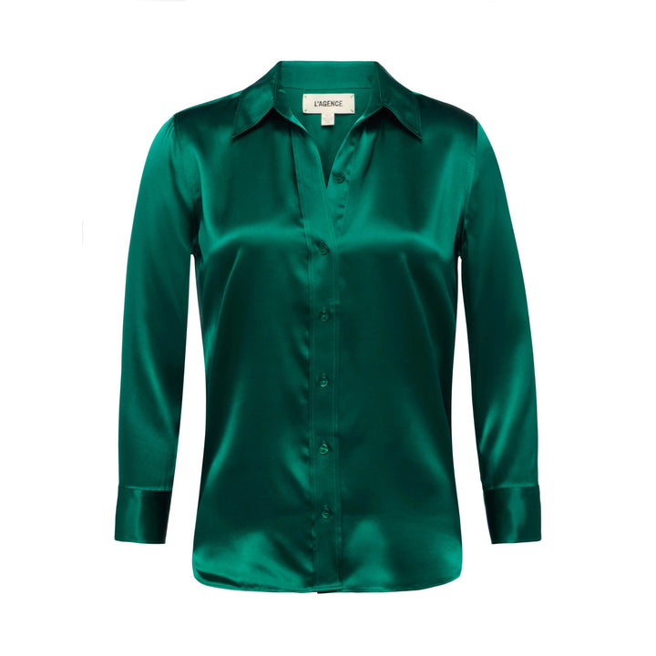 Dani 3/4 Sleeve Blouse, Bottle Green