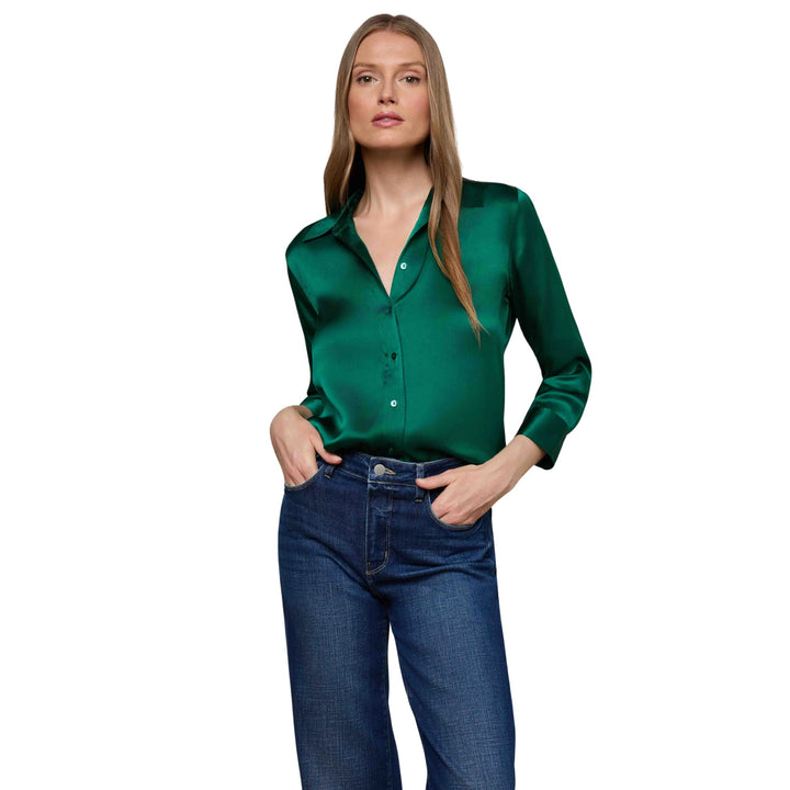Dani 3/4 Sleeve Blouse, Bottle Green
