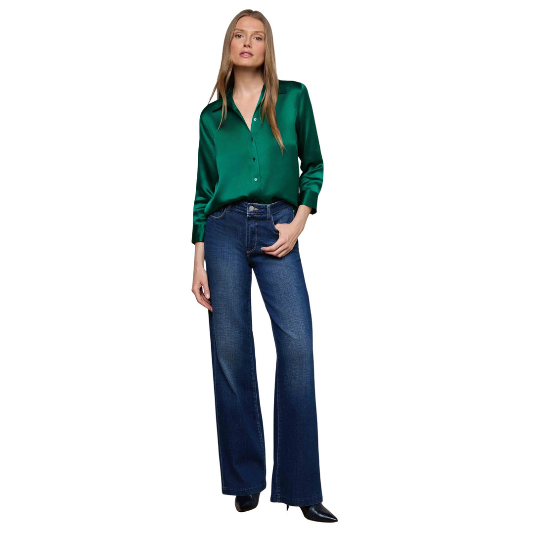 Dani 3/4 Sleeve Blouse, Bottle Green