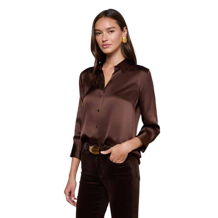 Dani 3/4 Sleeve Blouse, Coffee Bean