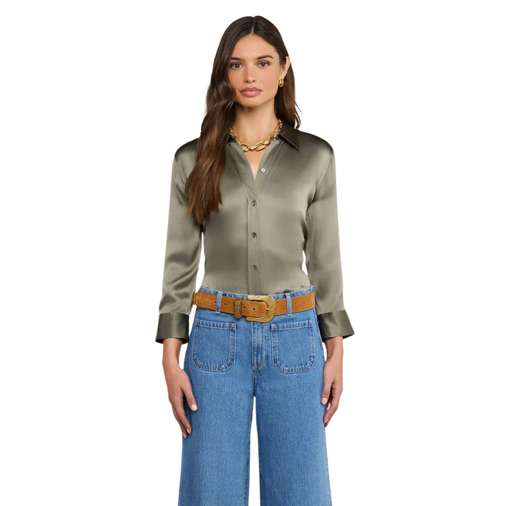 Dani 3/4 Sleeve Blouse in Smokey Olive