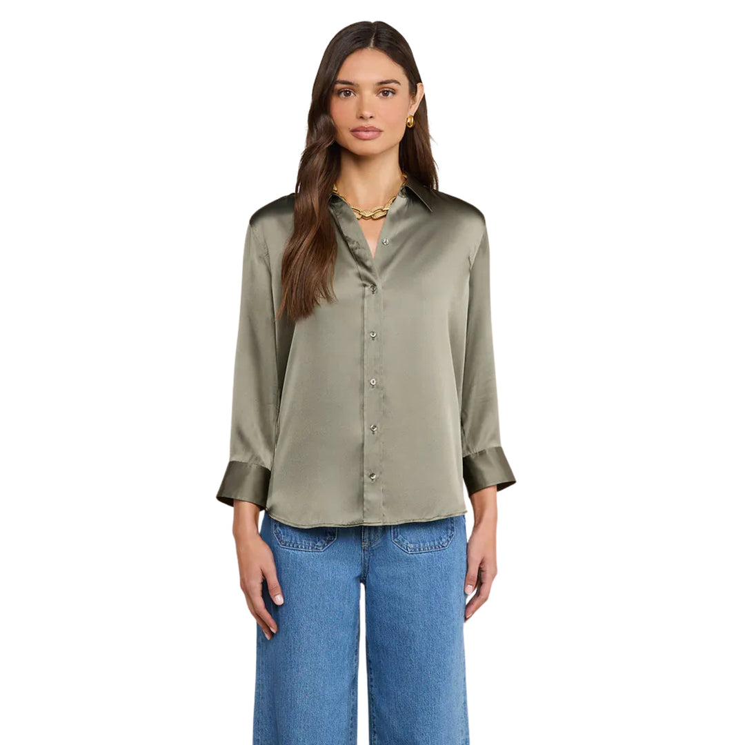 Dani 3/4 Sleeve Blouse in Smokey Olive