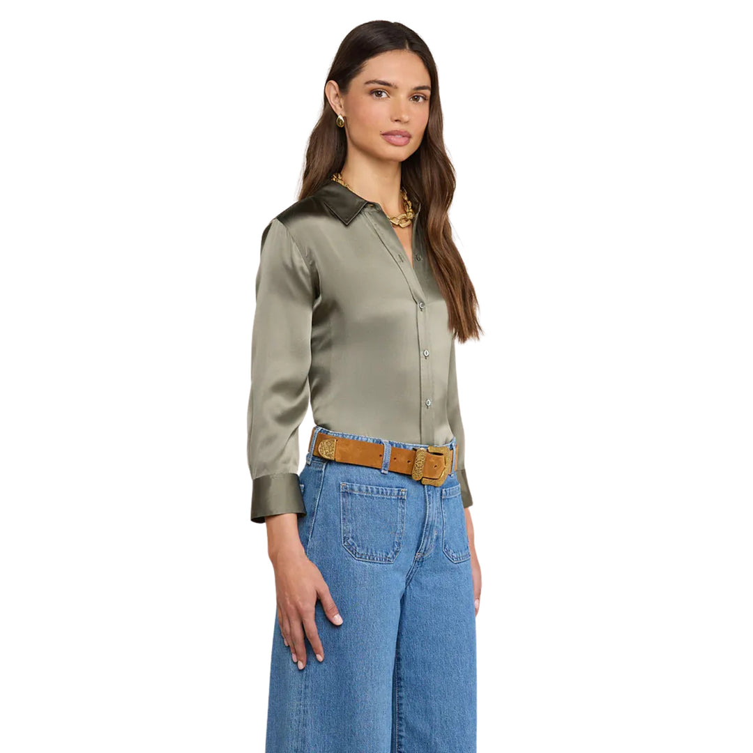 Dani 3/4 Sleeve Blouse in Smokey Olive
