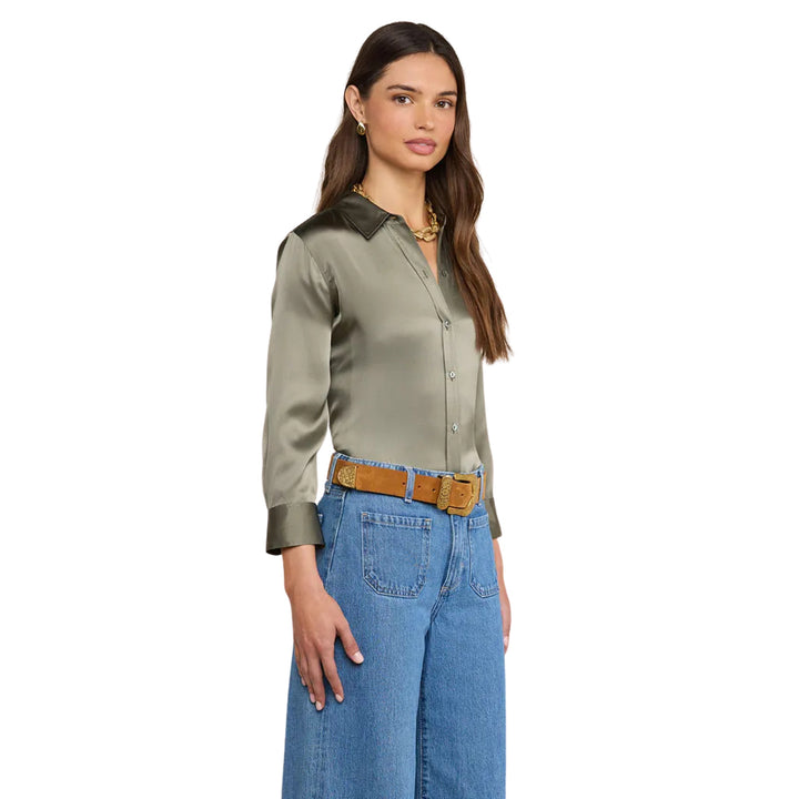 Dani 3/4 Sleeve Blouse in Smokey Olive