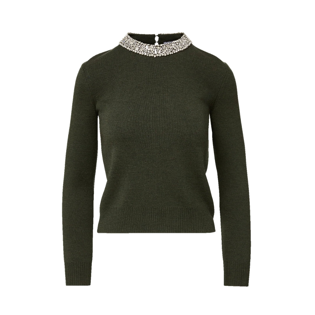 Daro Embellished Sweater in Green Shadow