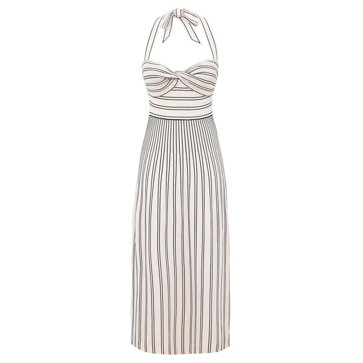 Daylight Twist Midi Dress in Cream/Black