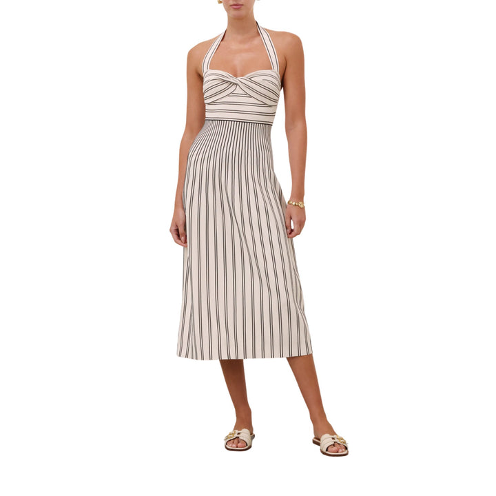 Daylight Twist Midi Dress in Cream/Black