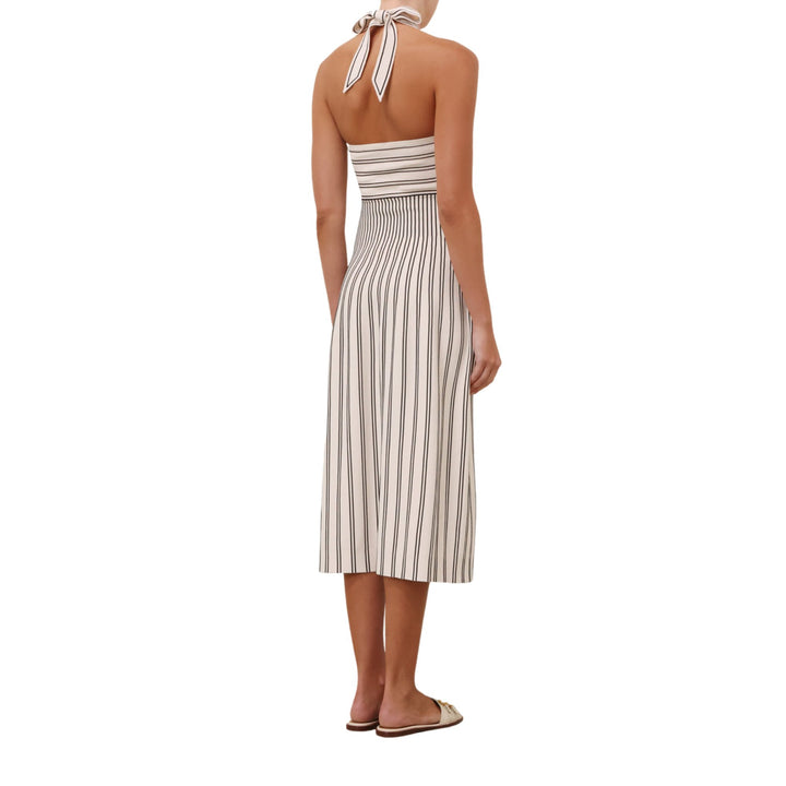 Daylight Twist Midi Dress in Cream/Black