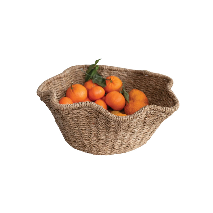 Decorative Woven Bankuan & Rattan Ruffled Bowl