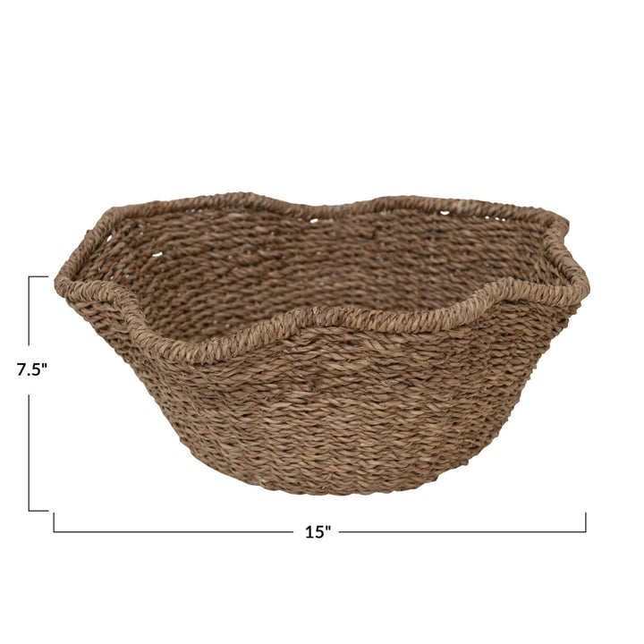 Decorative Woven Bankuan & Rattan Ruffled Bowl