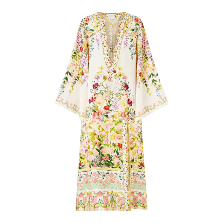 Deep V Neck Hardware Kaftan in The Call Of Catalonia