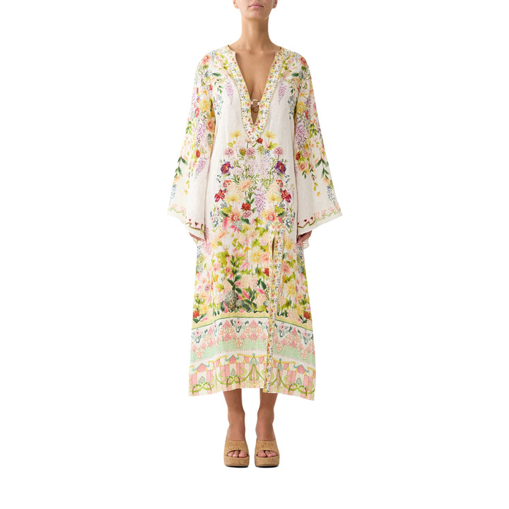 Deep V Neck Hardware Kaftan in The Call Of Catalonia