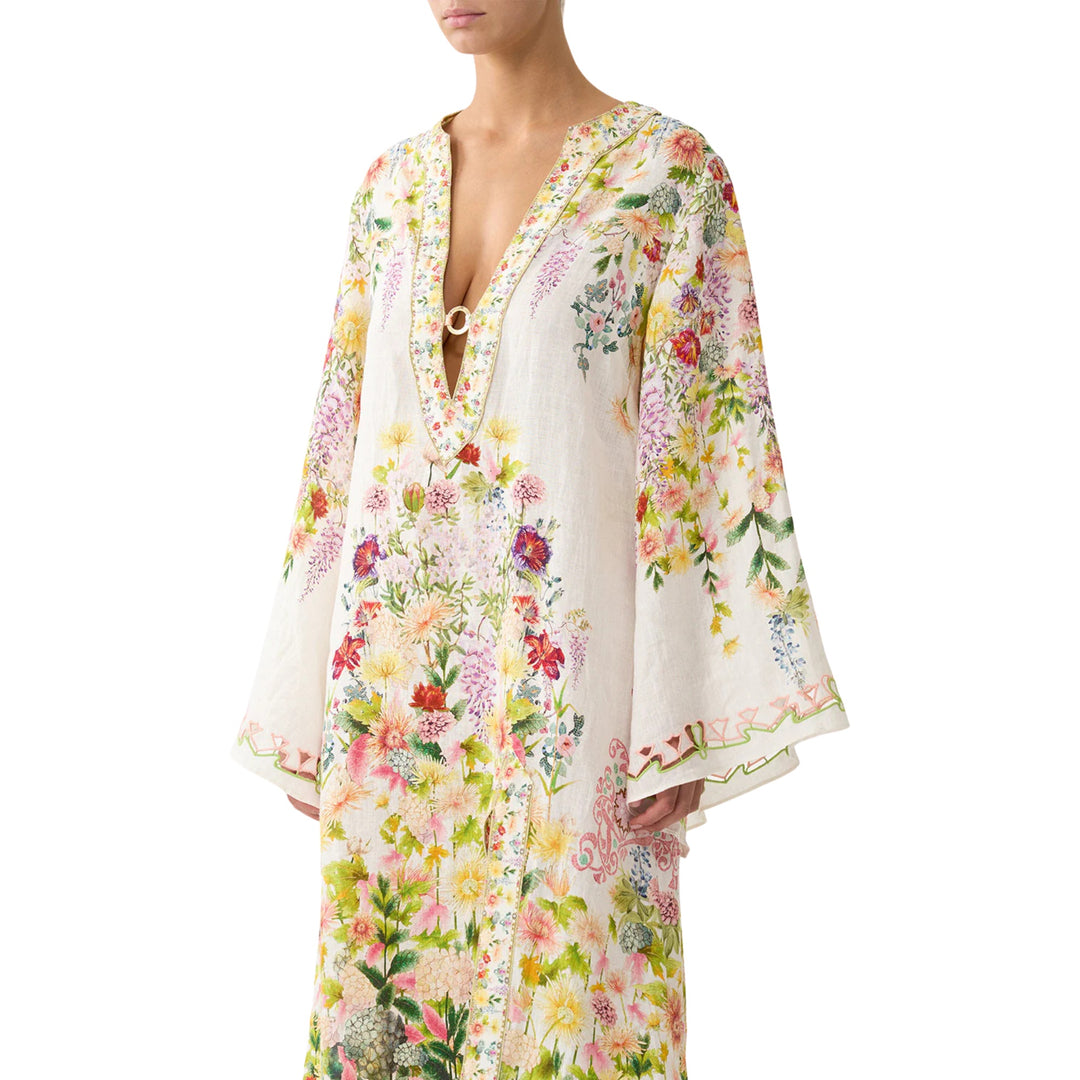 Deep V Neck Hardware Kaftan in The Call Of Catalonia