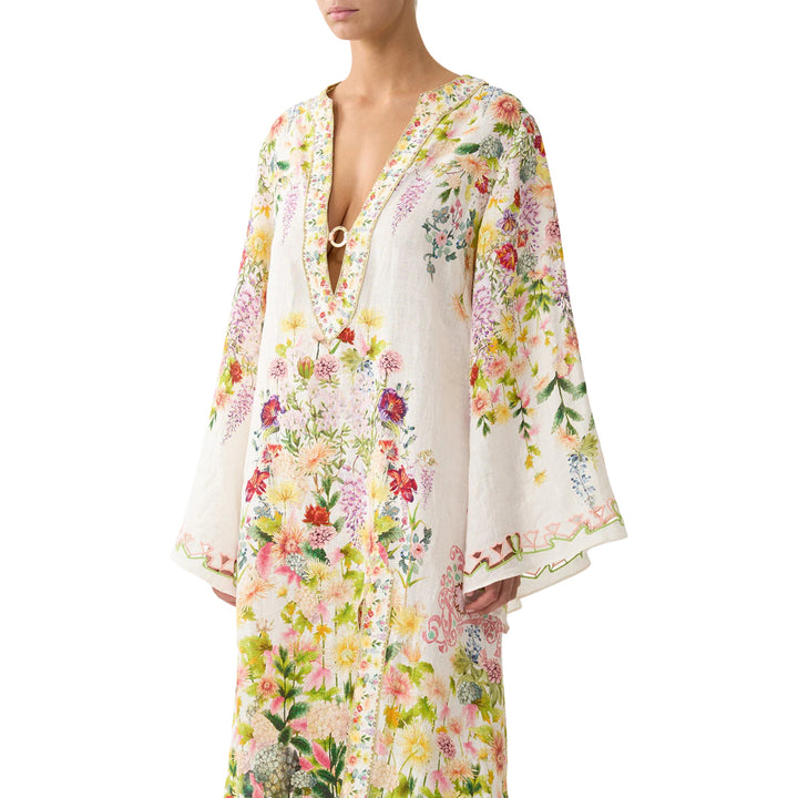 Deep V Neck Hardware Kaftan in The Call Of Catalonia