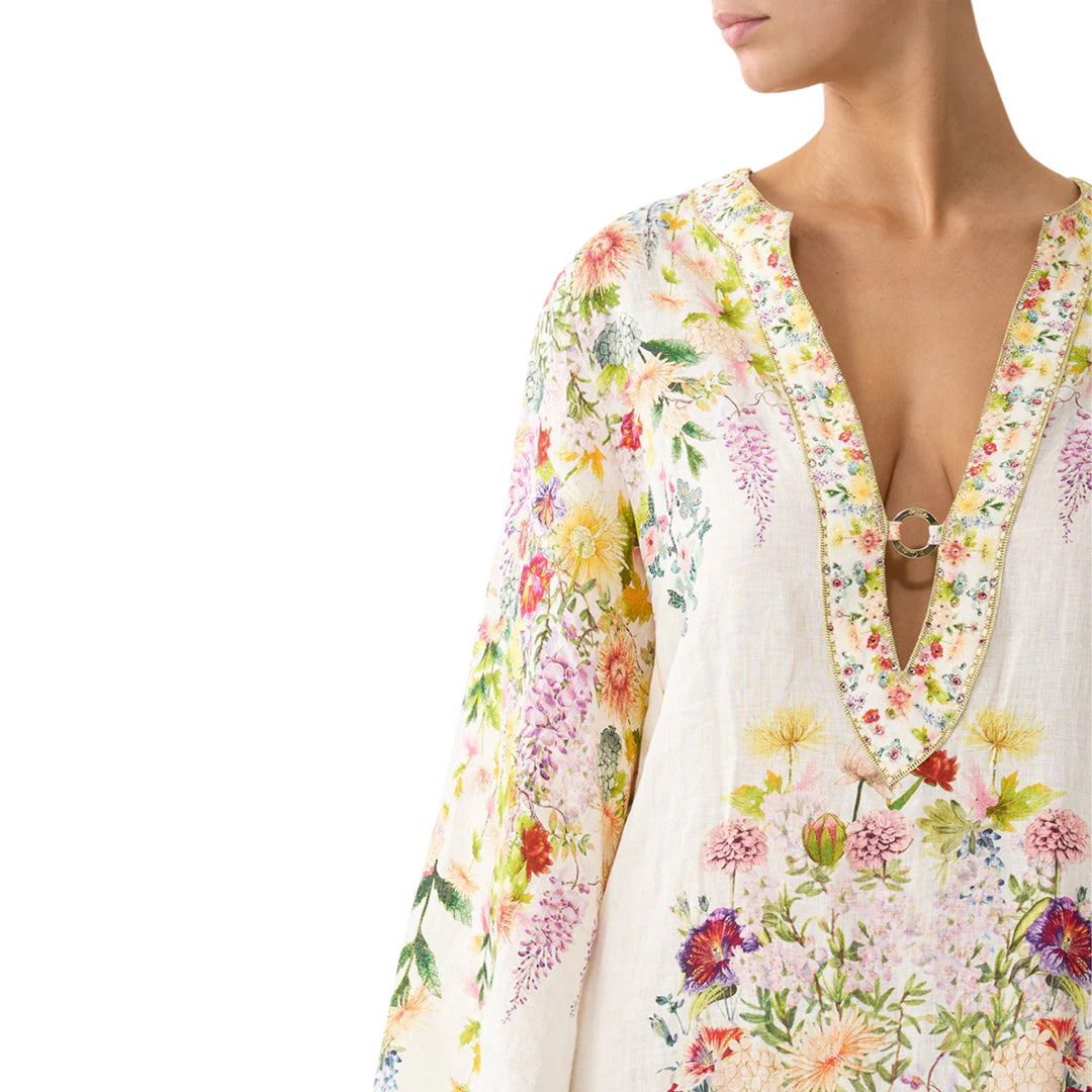 Deep V Neck Hardware Kaftan in The Call Of Catalonia
