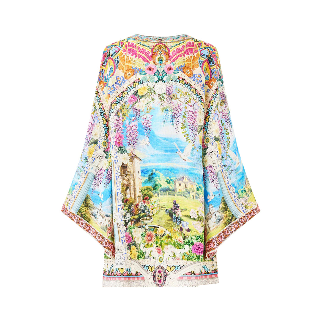 Deep V Neck Hardware Short Kaftan in Navas Nouveau
