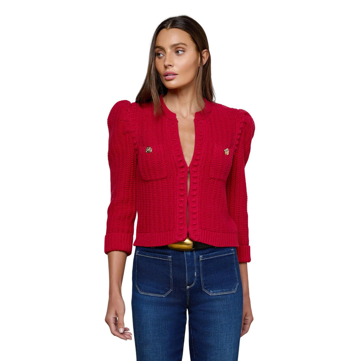 Delli 3/4 Sleeve Crop Textured Cardigan