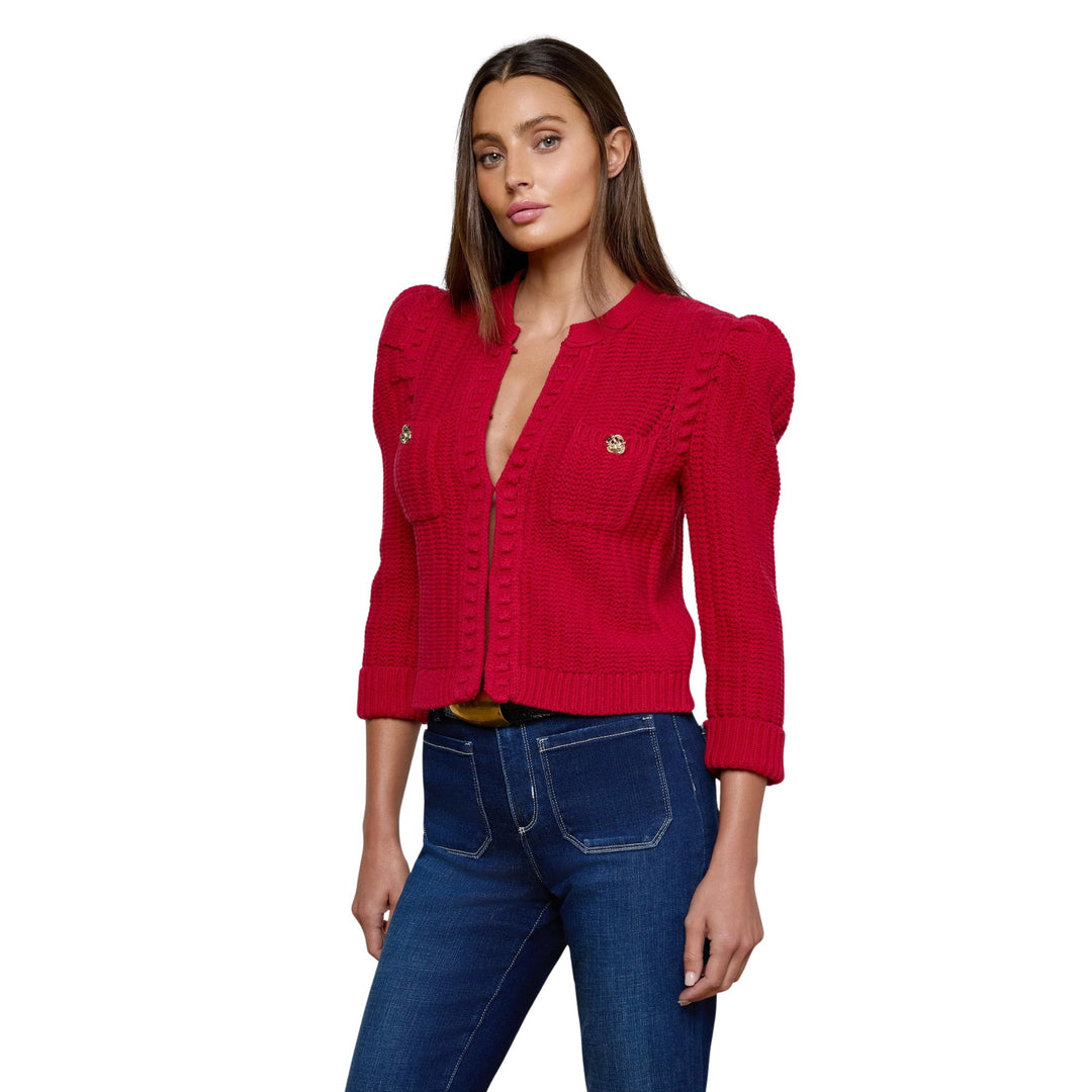Delli 3/4 Sleeve Crop Textured Cardigan