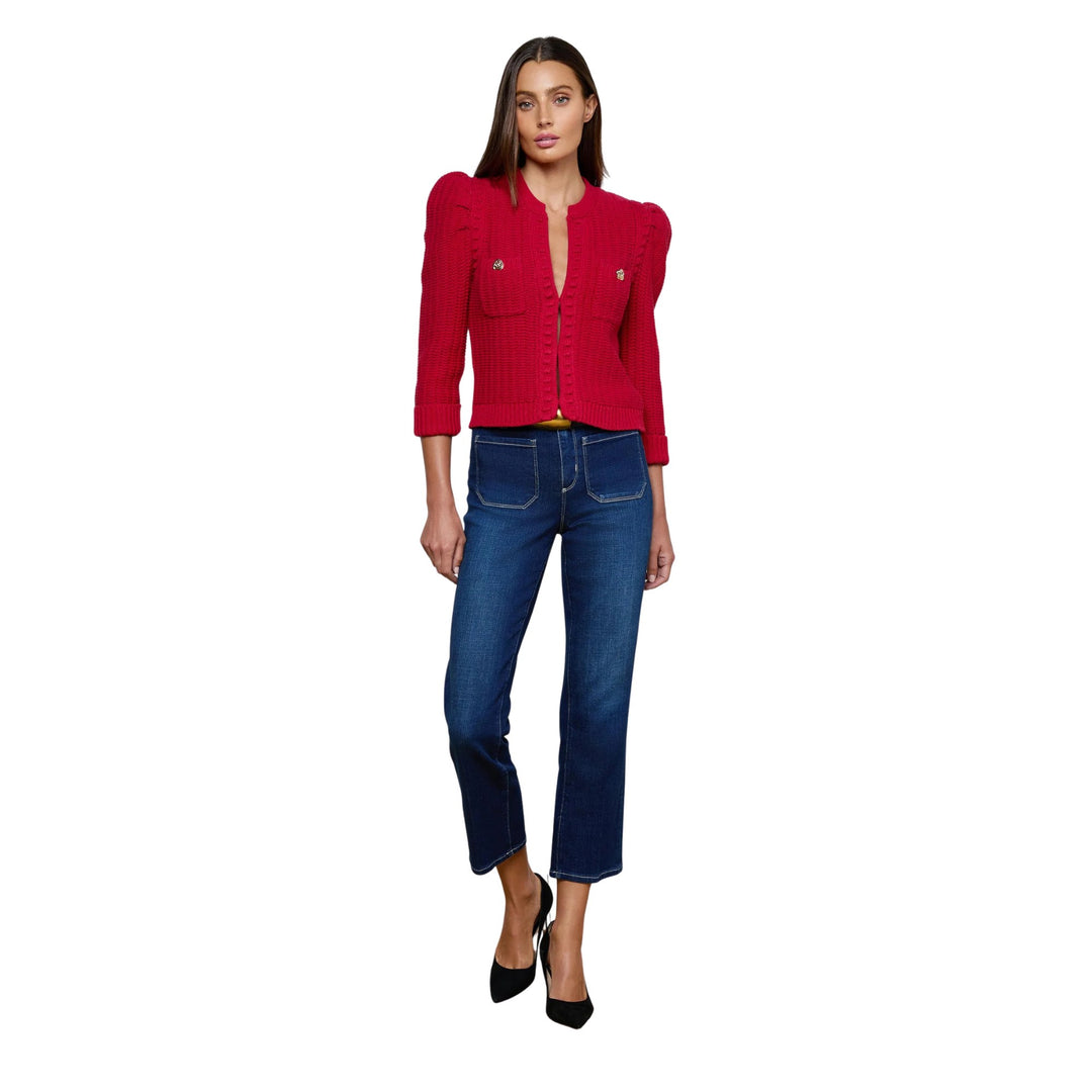 Delli 3/4 Sleeve Crop Textured Cardigan