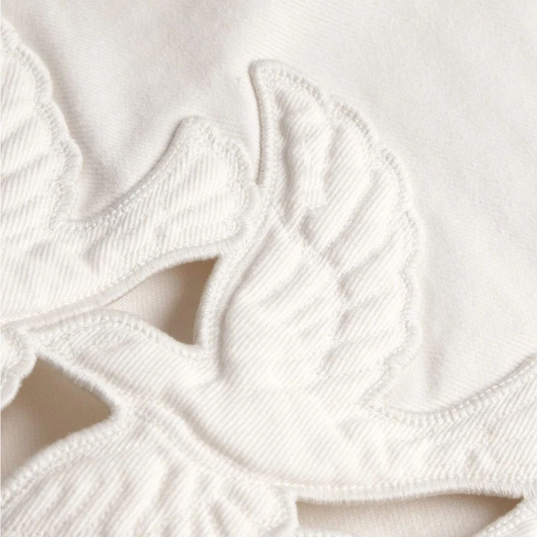 Denim Applique Relaxed Flare in Vintage White