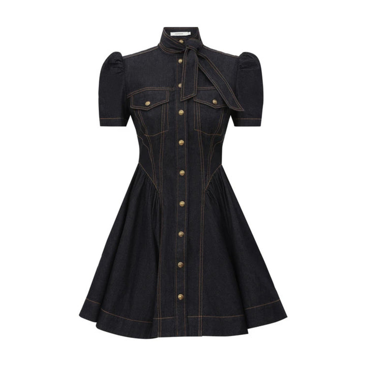 Denim Corset Mini Dress in Onyx Blue