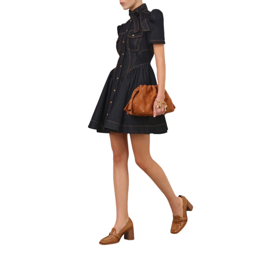 Denim Corset Mini Dress in Onyx Blue