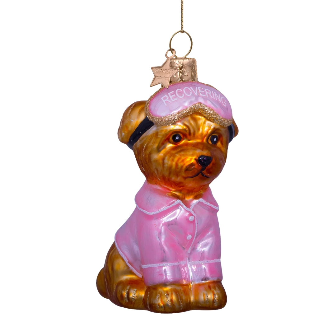 Dog in Pink Pajamas Ornament