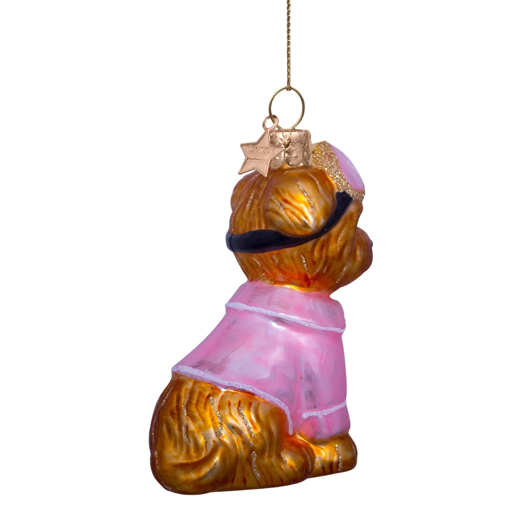 Dog in Pink Pajamas Ornament