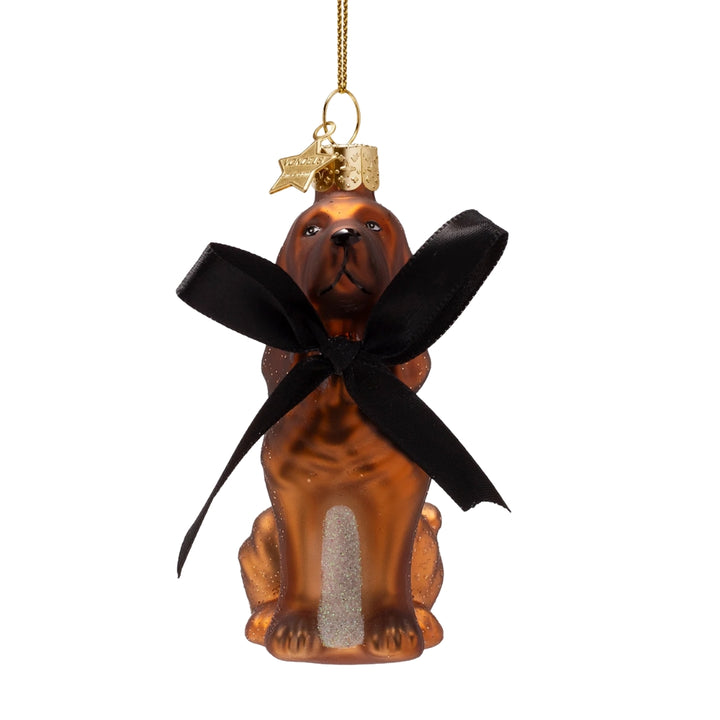 Dog with Black Bow Ornament