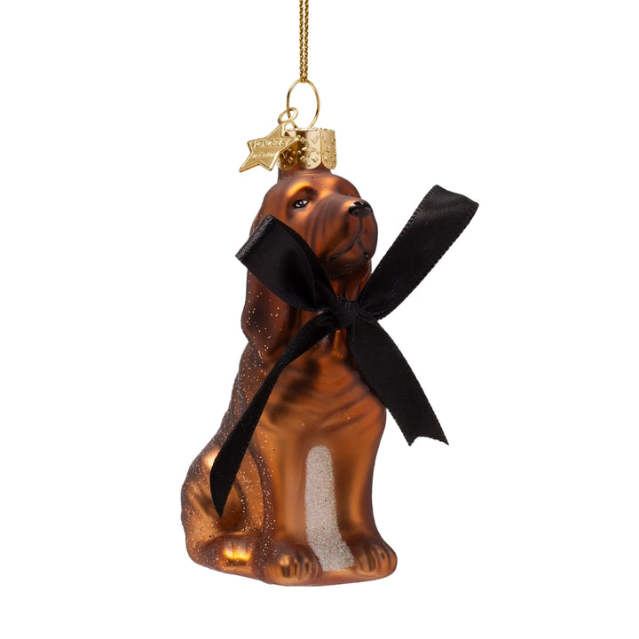 Dog with Black Bow Ornament